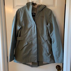 North Face Olive Green Hooded Rain Jacket, Women’s L